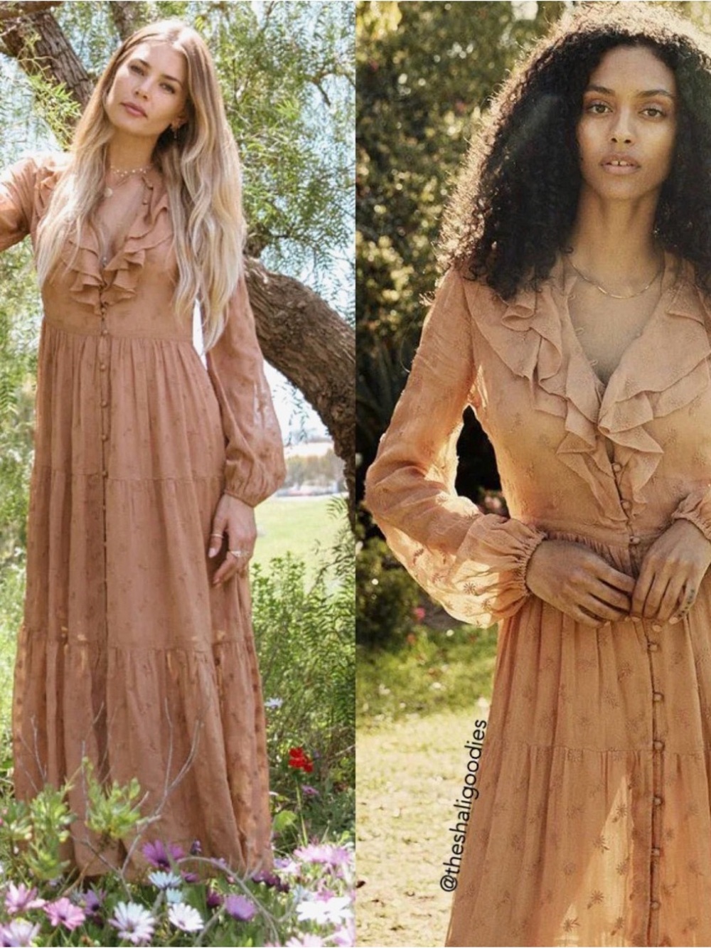 Doen women’s small Faye maxi dress Adobe bohemian tiered embroidered new